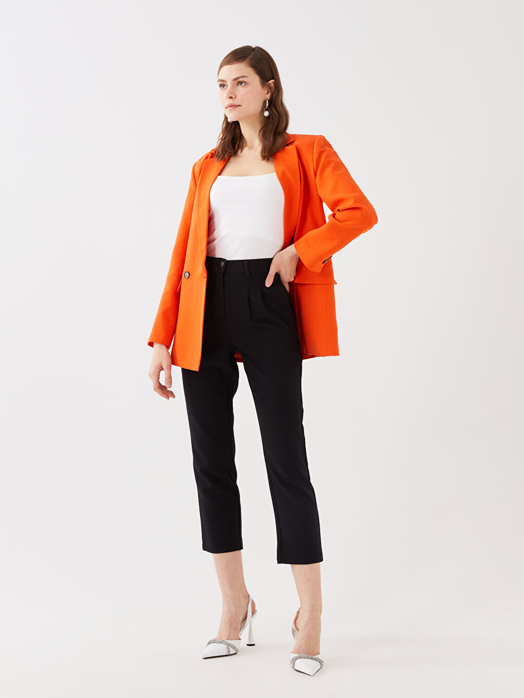 Pantalon Régulier Coupe Ample Taille Haute pour Femmes-1