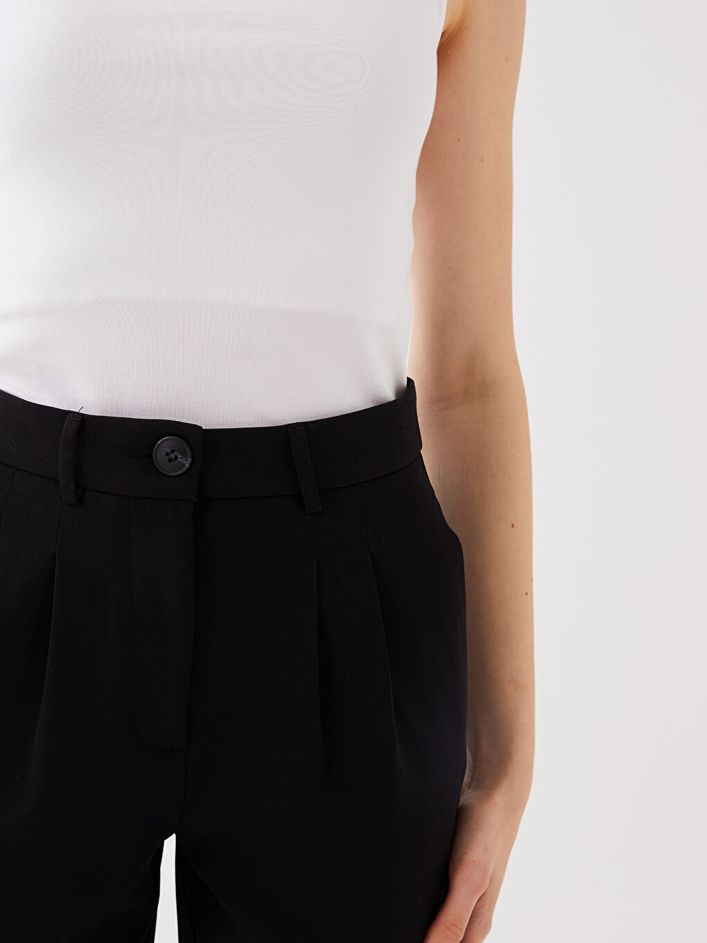 Pantalon Régulier Coupe Ample Taille Haute pour Femmes-2