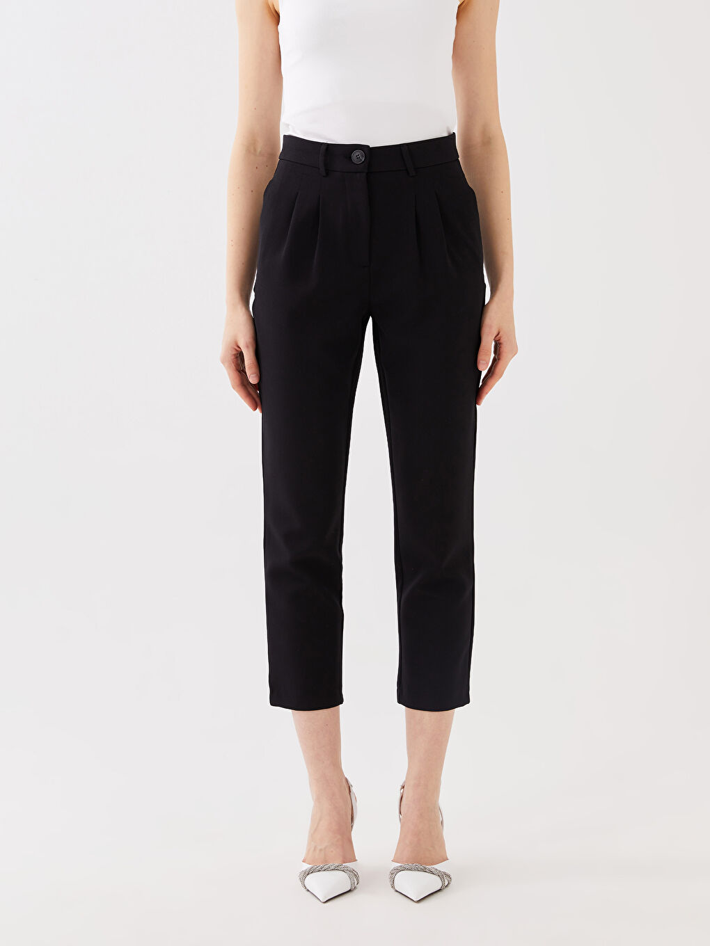 Pantalon Régulier Coupe Ample Taille Haute pour Femmes-3