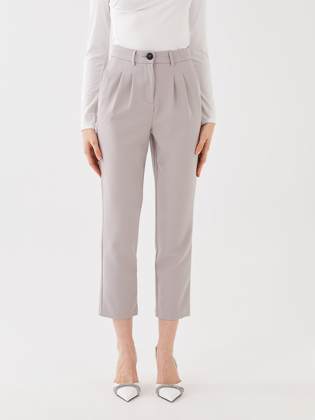 Pantaloni Regular Cu Croială Lejeră Și Talie Înaltă Pentru Femei-3