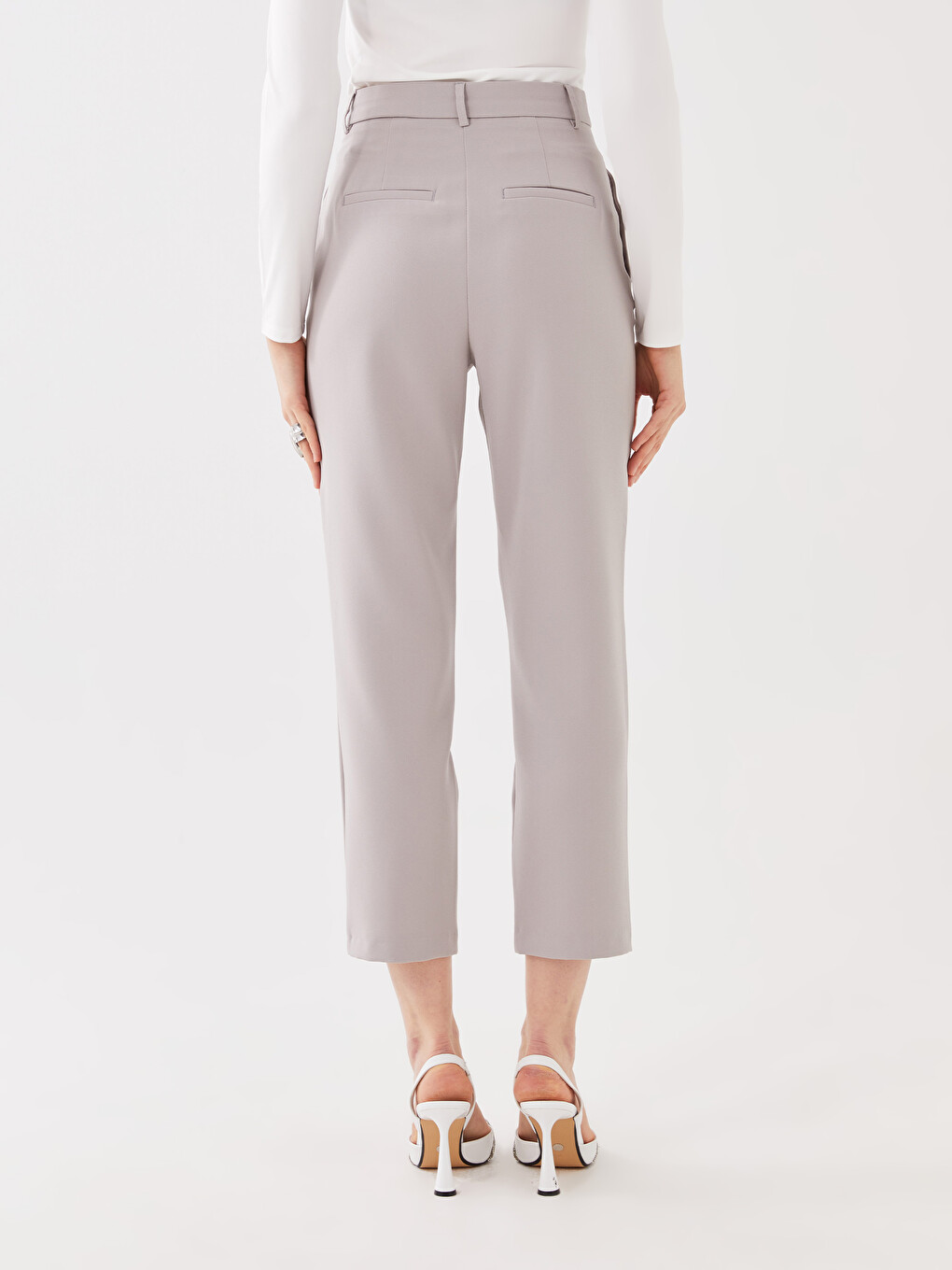 Pantaloni Regular Cu Croială Lejeră Și Talie Înaltă Pentru Femei-4