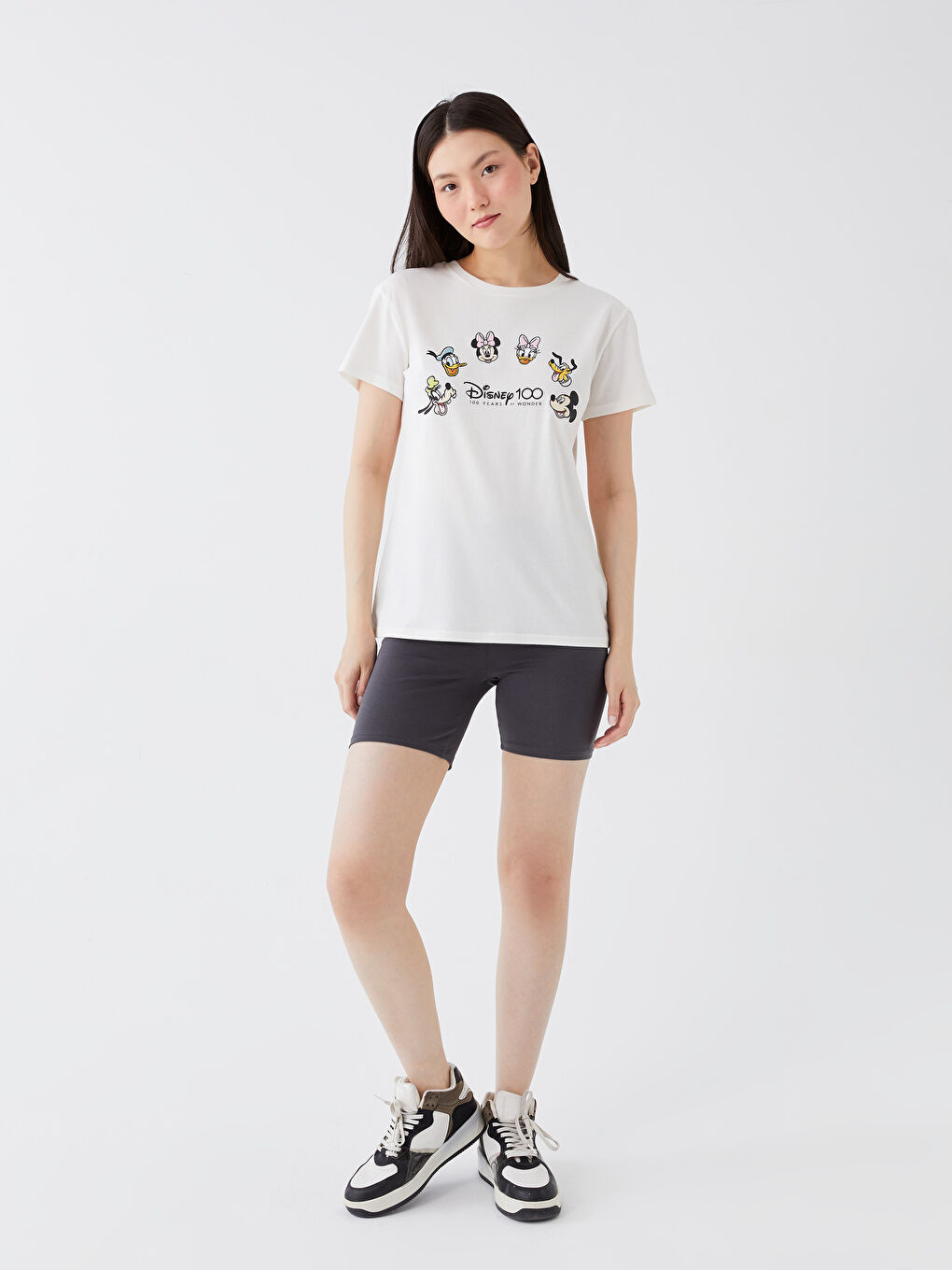 Gri Kadın Beli Lastikli Düz Şort Tayt-1