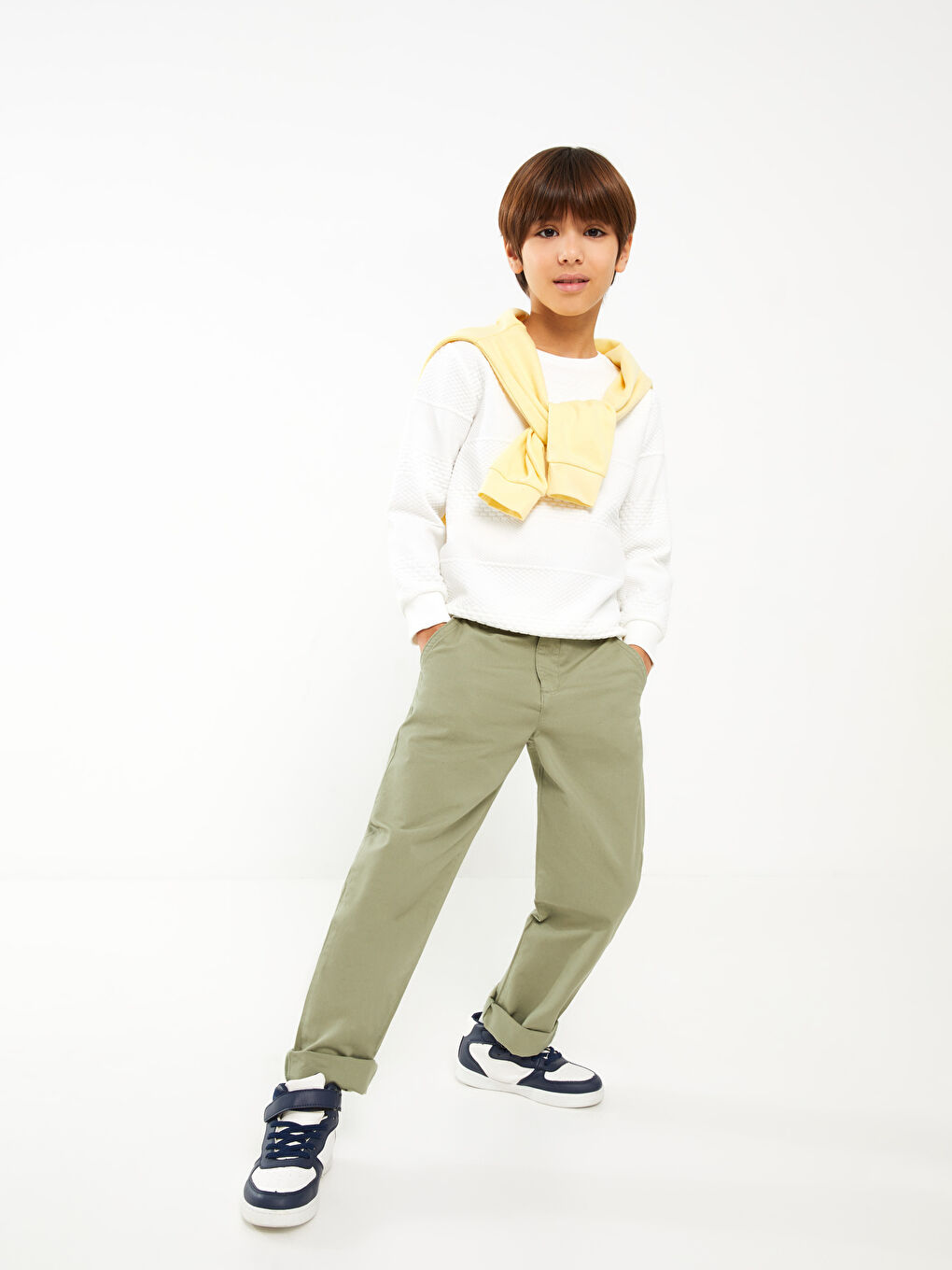 Yeşil Beli Ayarlanabilir Lastikli Erkek Çocuk Pantolon-2