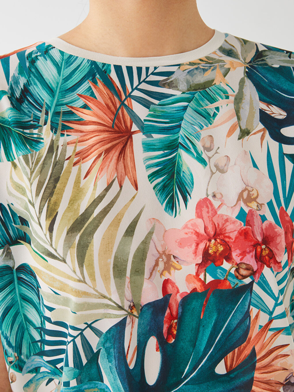 T-shirt à manches courtes à motifs avec col rond pour Femmes-3