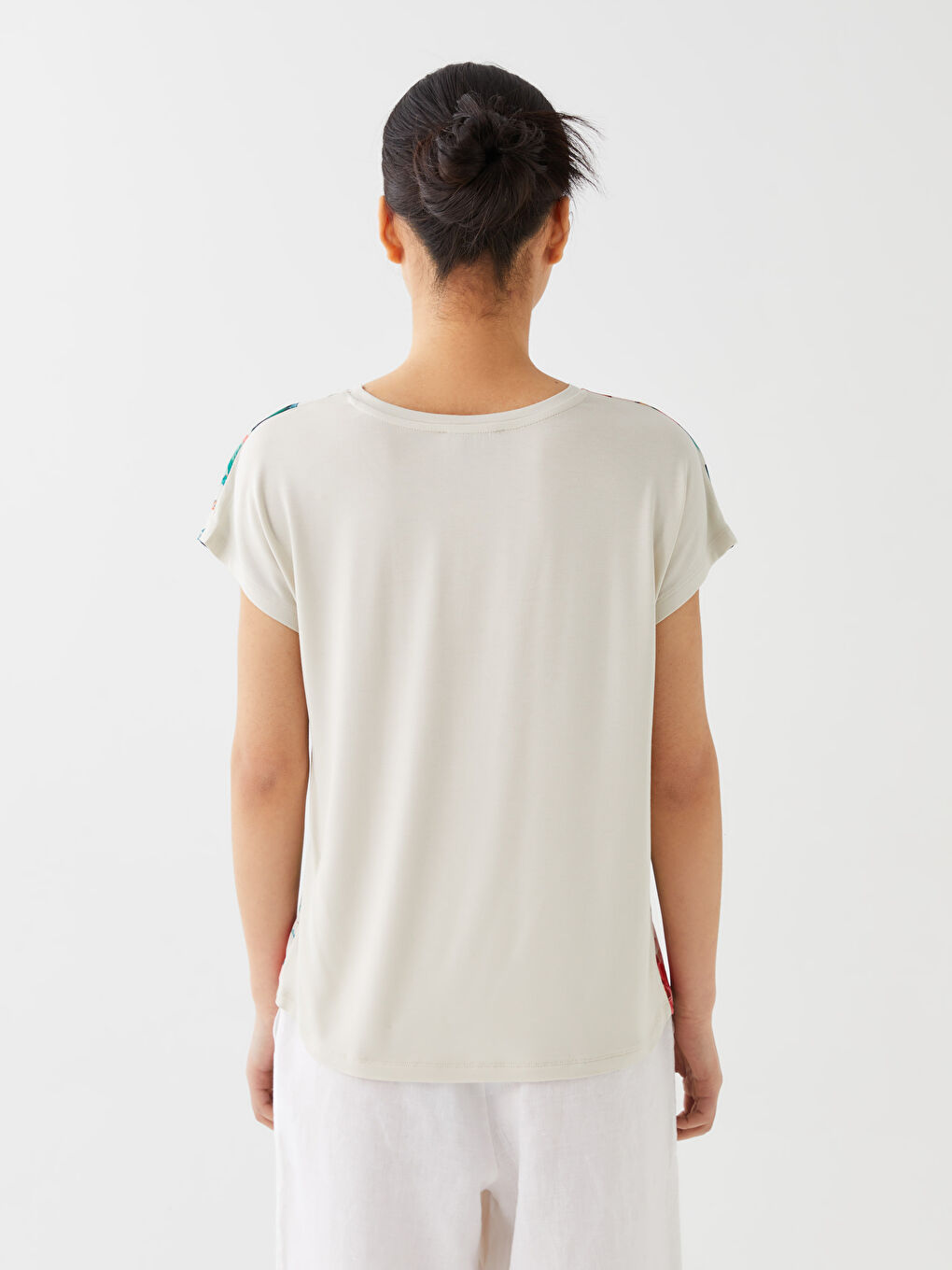 T-shirt à manches courtes à motifs avec col rond pour Femmes-4