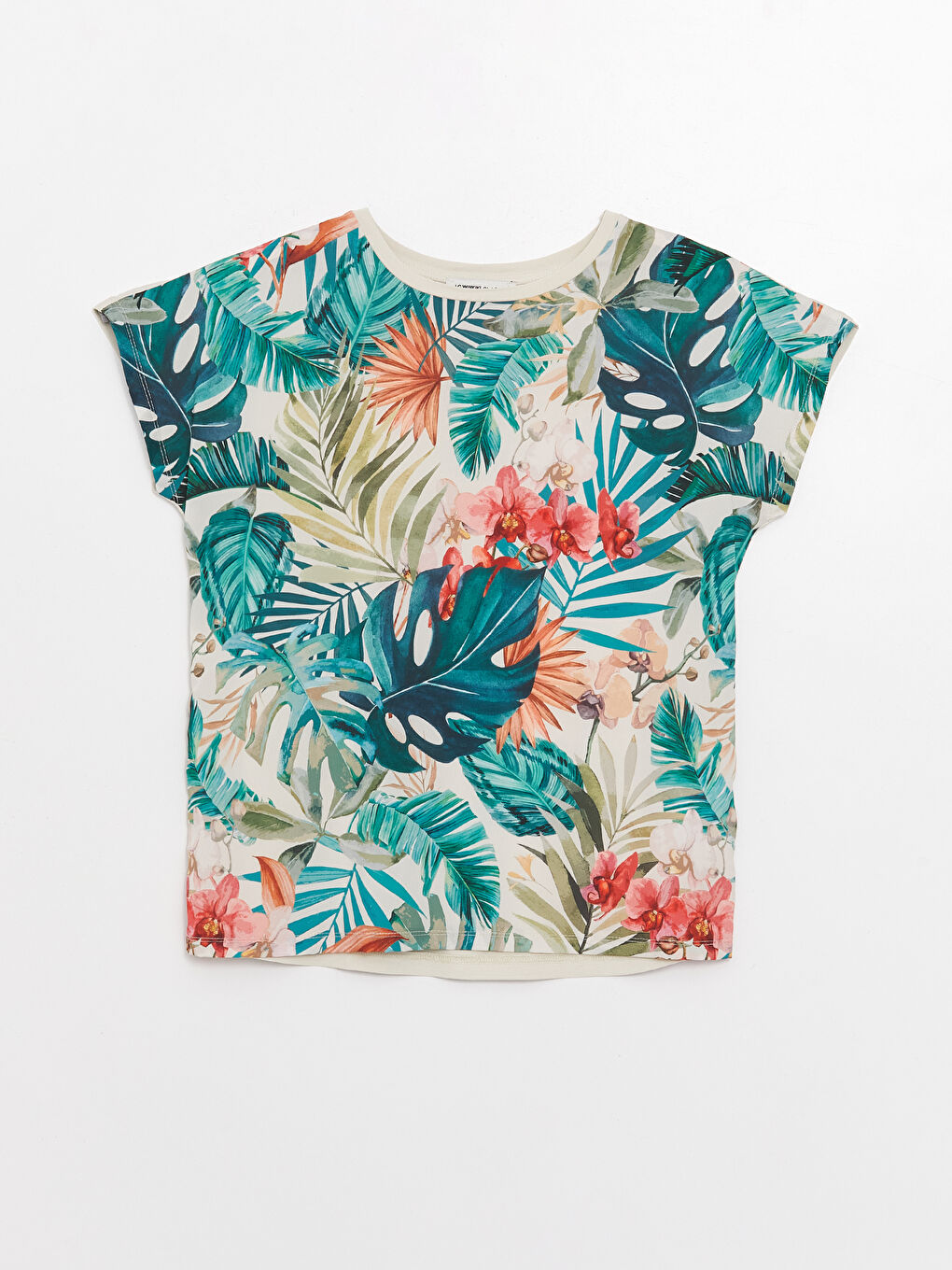T-shirt à manches courtes à motifs avec col rond pour Femmes-5