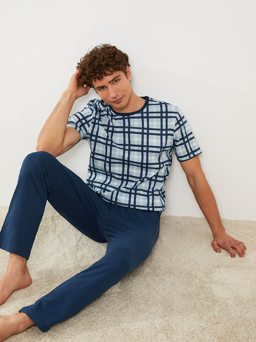 Lacivert Standart Kalıp Erkek Pijama Takımı