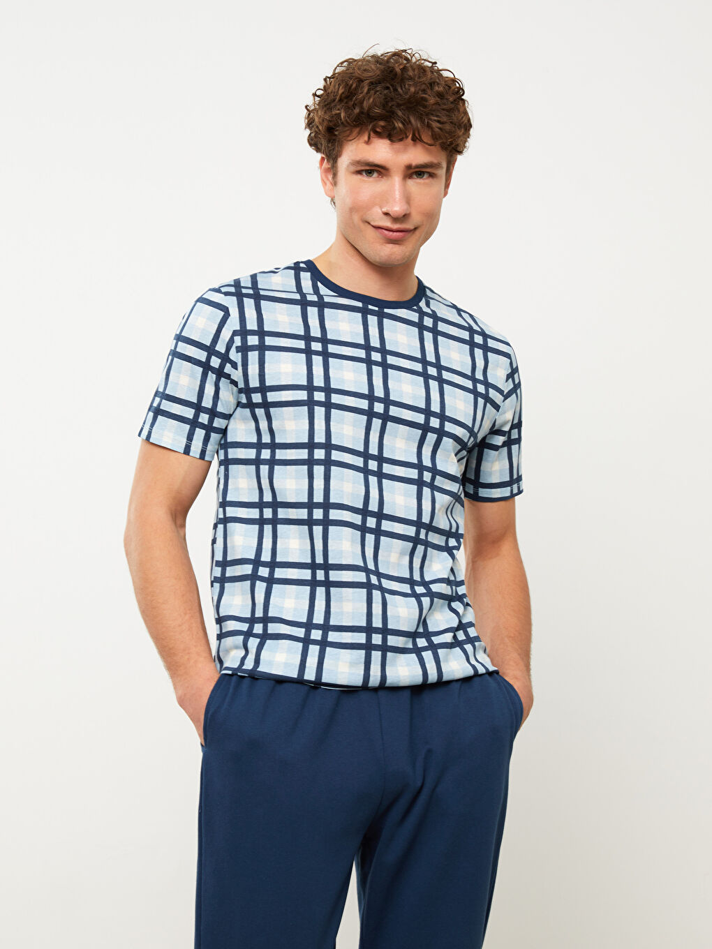 Lacivert Standart Kalıp Erkek Pijama Takımı-1