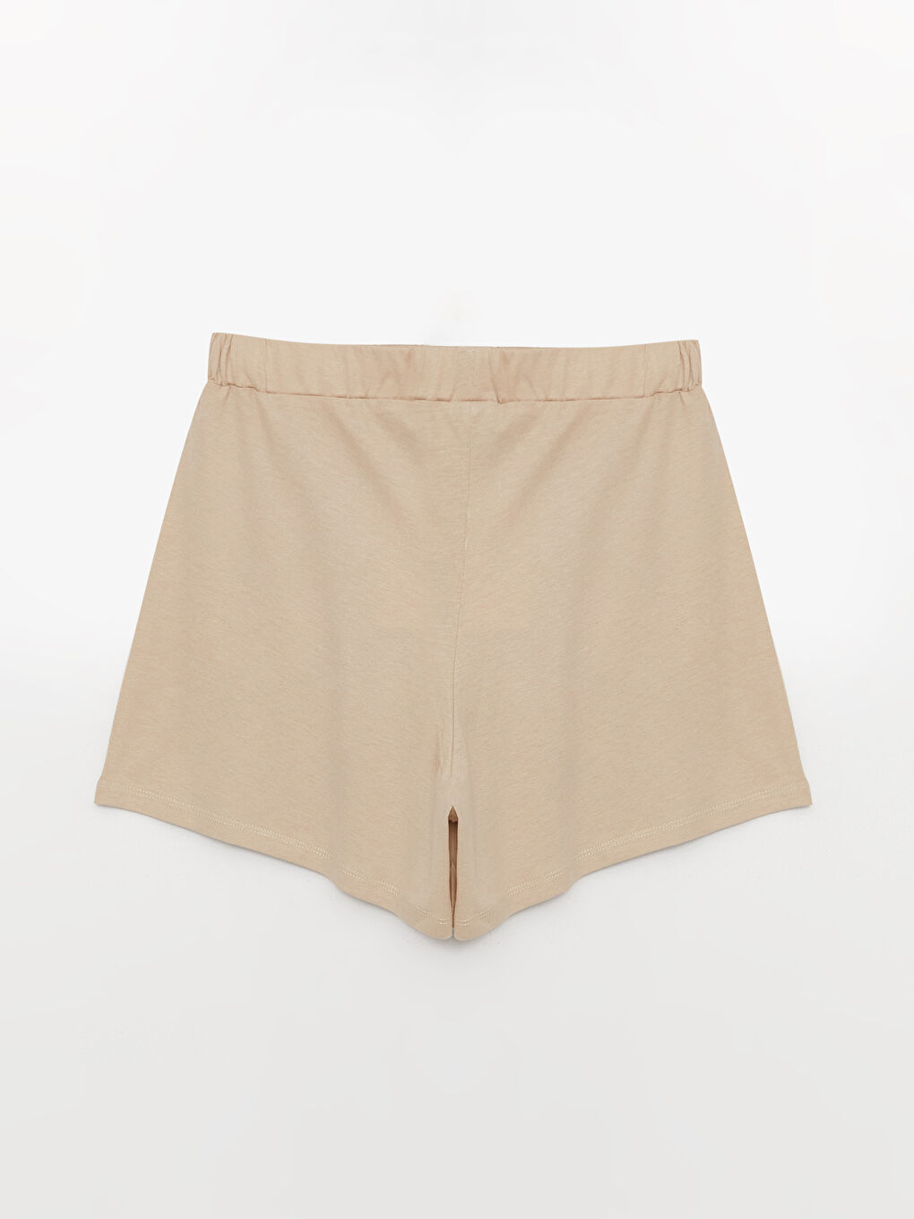 Bej Beli Lastikli Rahat Kalıp Kadın Şort-6