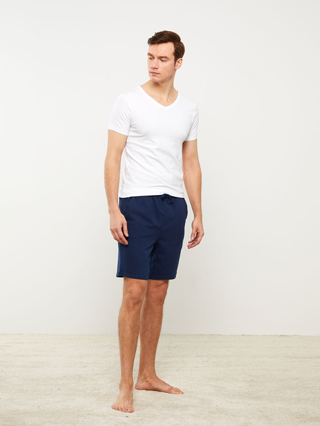 LCW ECO Lacivert Slim Fit Erkek Pijama Alt Şort