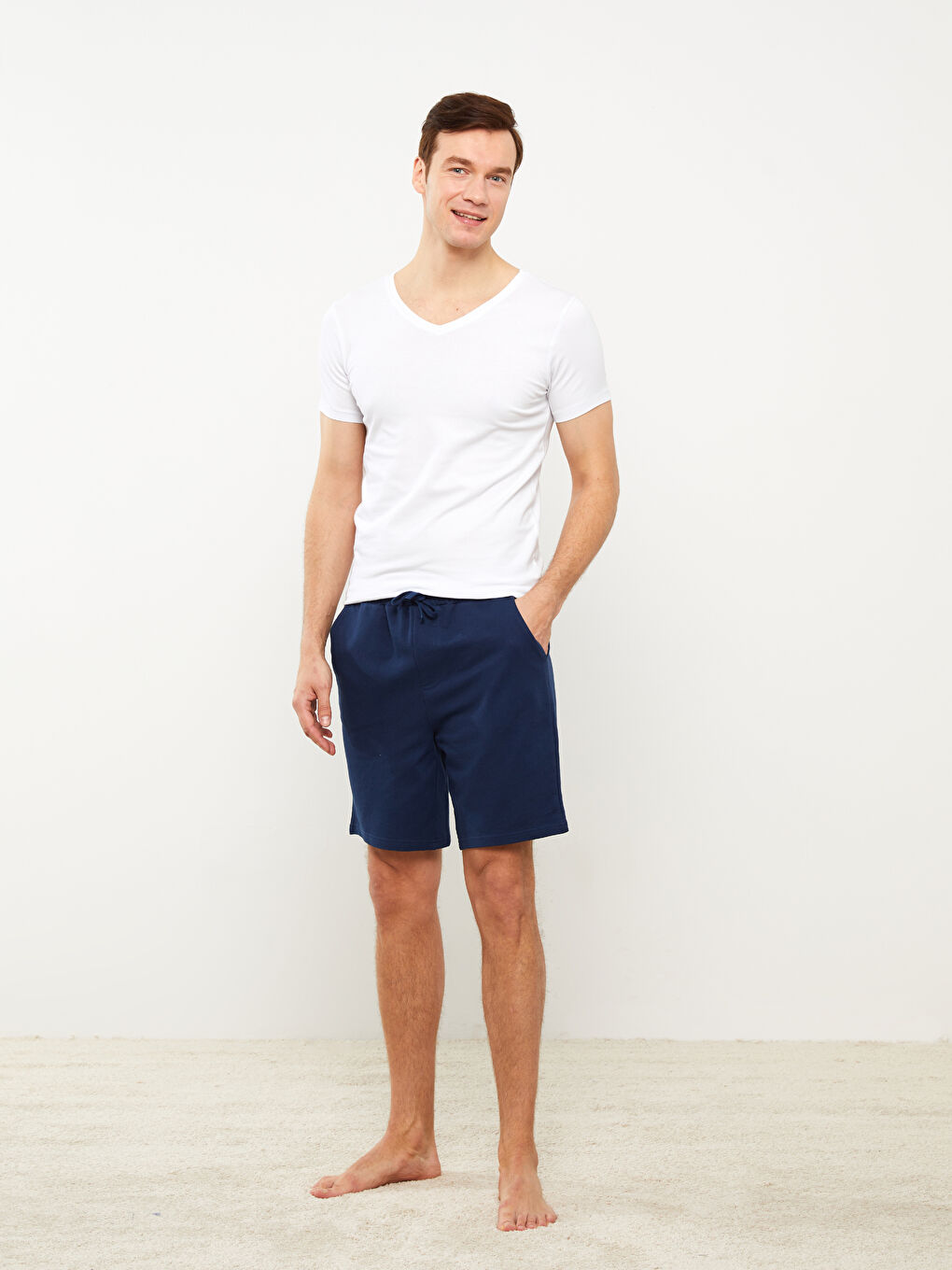 LCW ECO Lacivert Slim Fit Erkek Pijama Alt Şort - 1