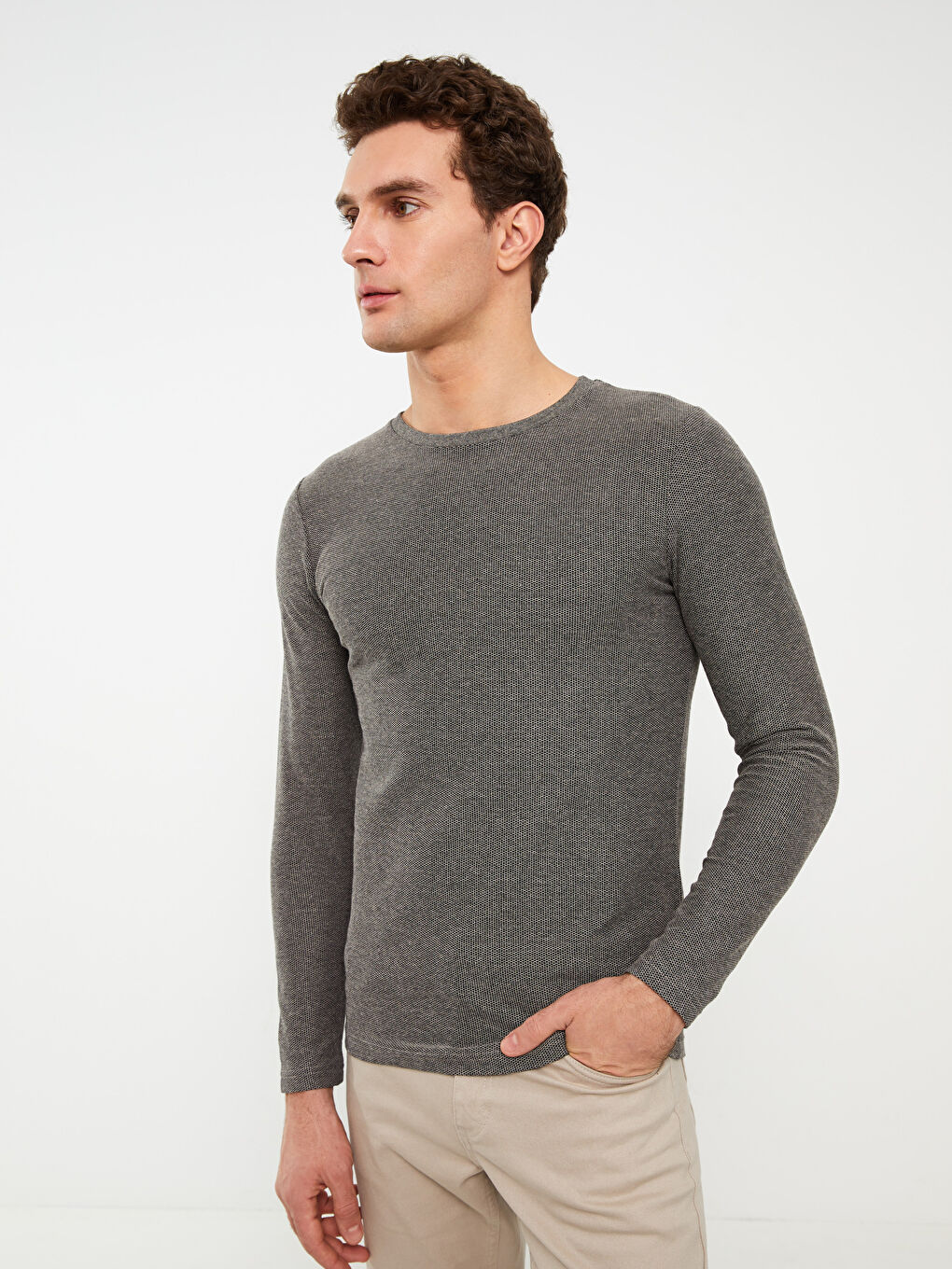 Crew Neck Long Sleeve Men's T-shirt -S3GJ77Z8-L8Q