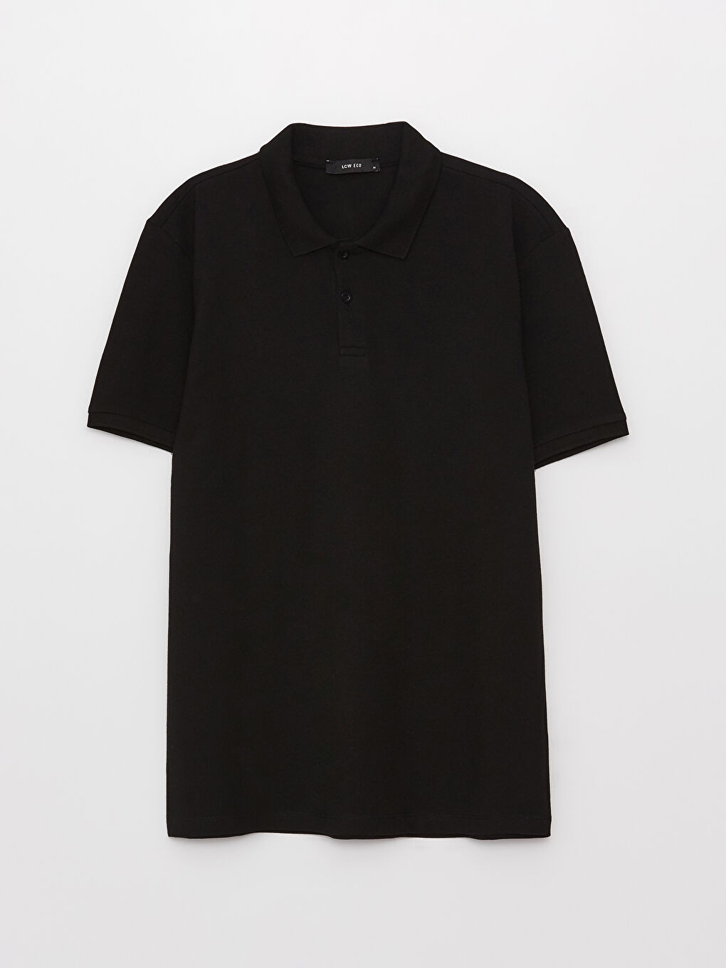 Siyah Polo Yaka Kısa Kollu Pike Erkek Tişört-5