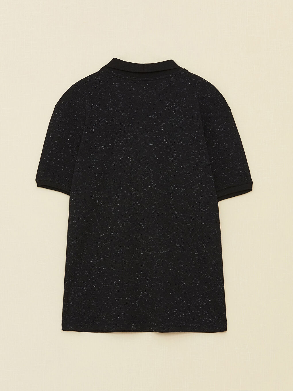 Siyah Polo Yaka Kısa Kollu Pike Erkek Tişört-5