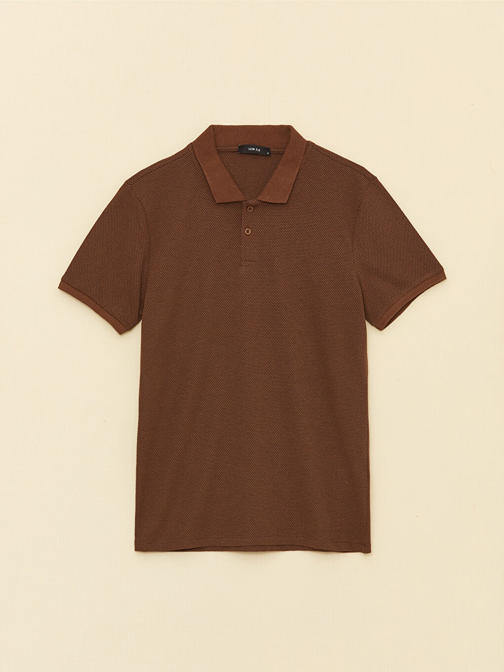 LCW ECO Kahverengi Polo Yaka Kısa Kollu Desenli Erkek Tişört - 5