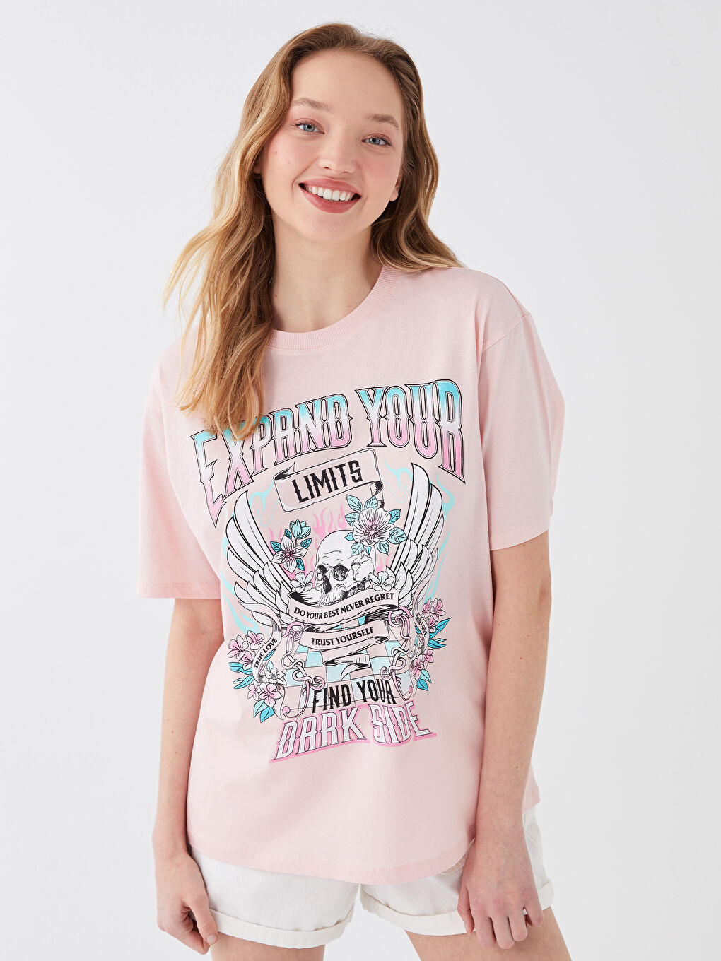 Crew Neck Printed Short Sleeve Oversize Women's T-Shirt-1