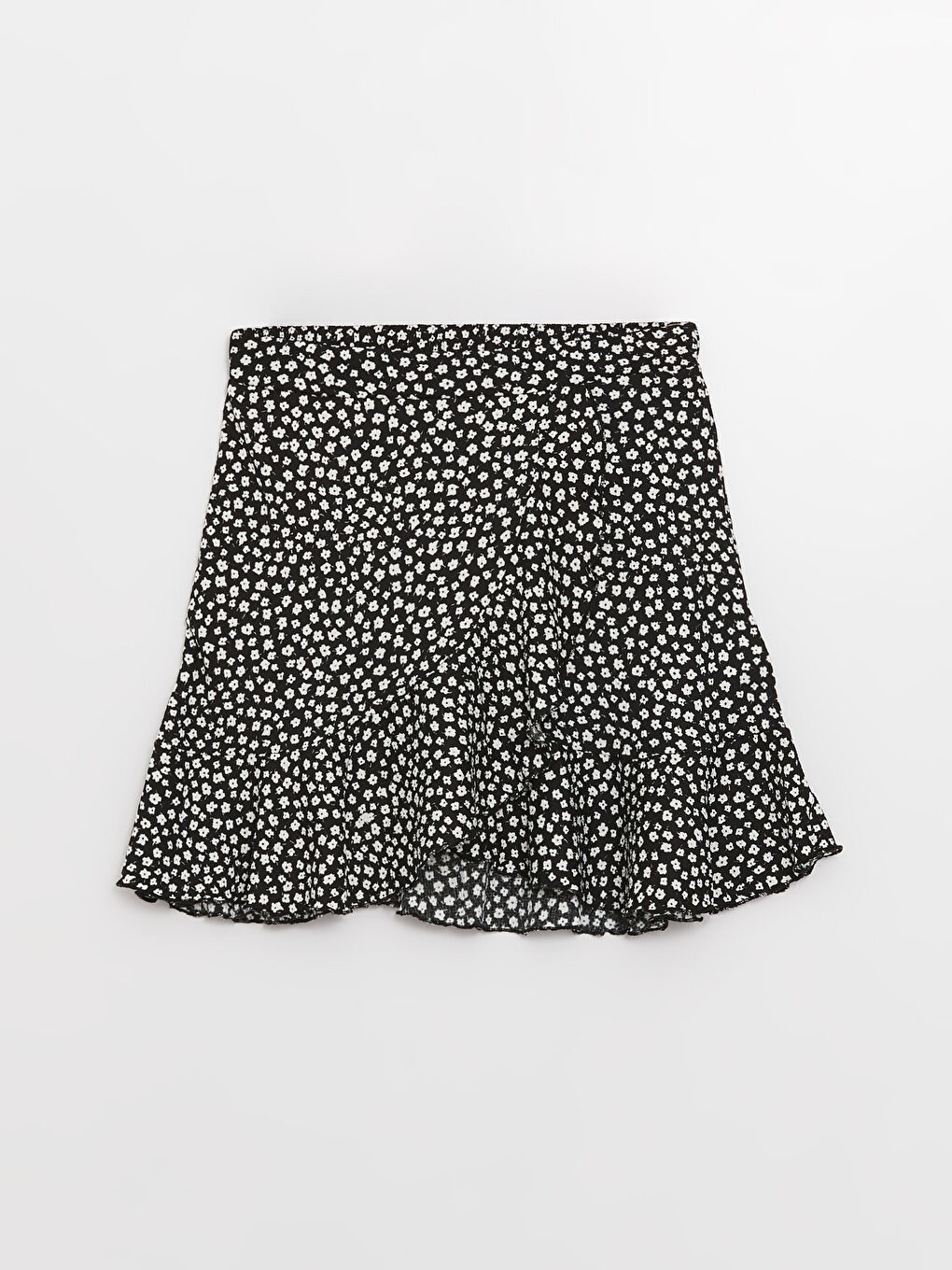 Siyah Beli Lastikli Desenli Kadın Etek-5