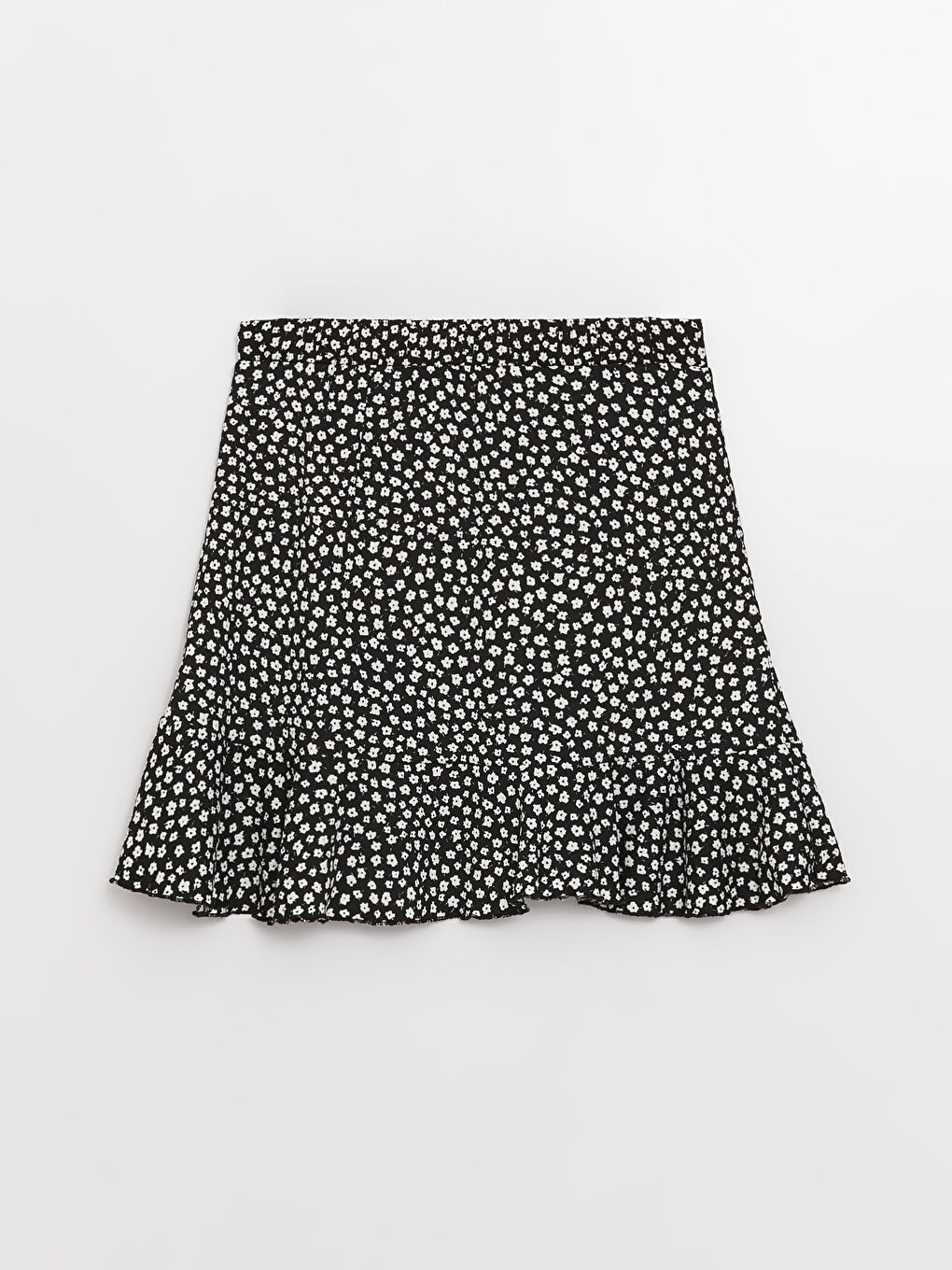 Siyah Beli Lastikli Desenli Kadın Etek-6