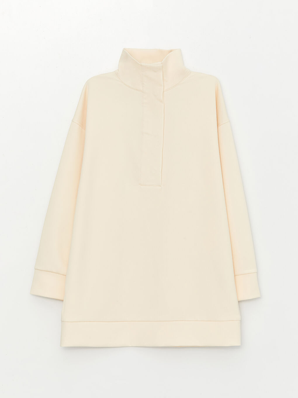 Funnel Neck Plain Long Sleeve Oversize Women's Tunic-5
