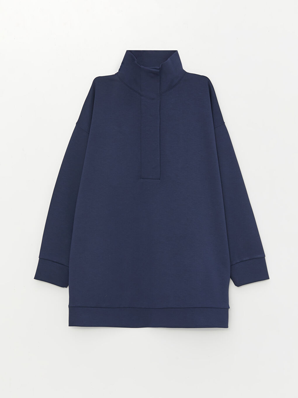 LCW Modest Funnel Neck Plain Long Sleeve Oversize Women's