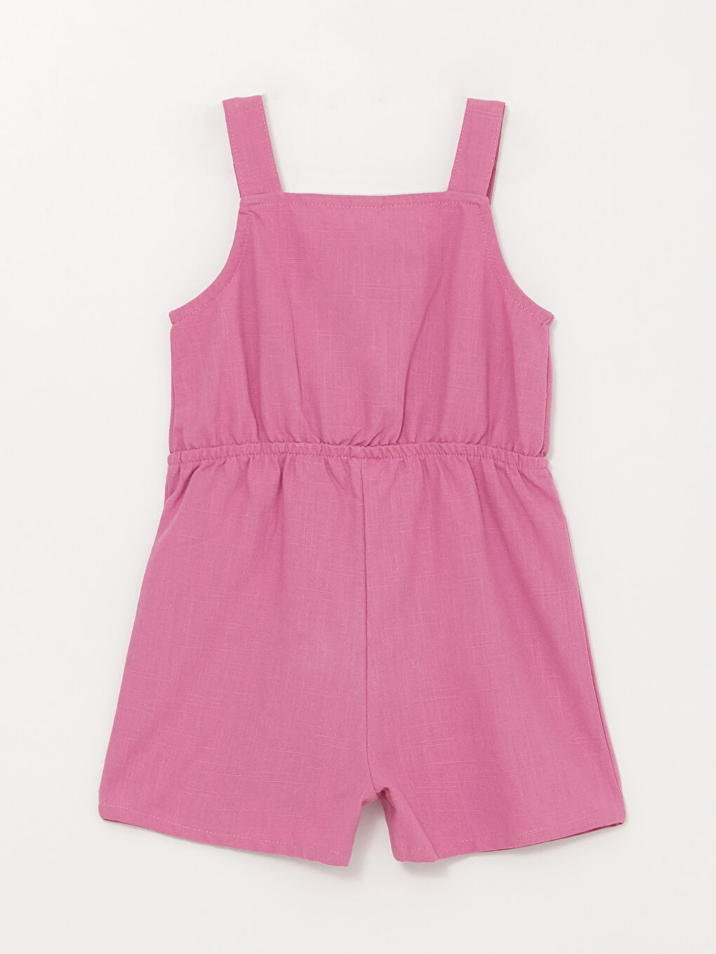 Pembe Kare Yaka Askılı Kız Bebek Salopet-4