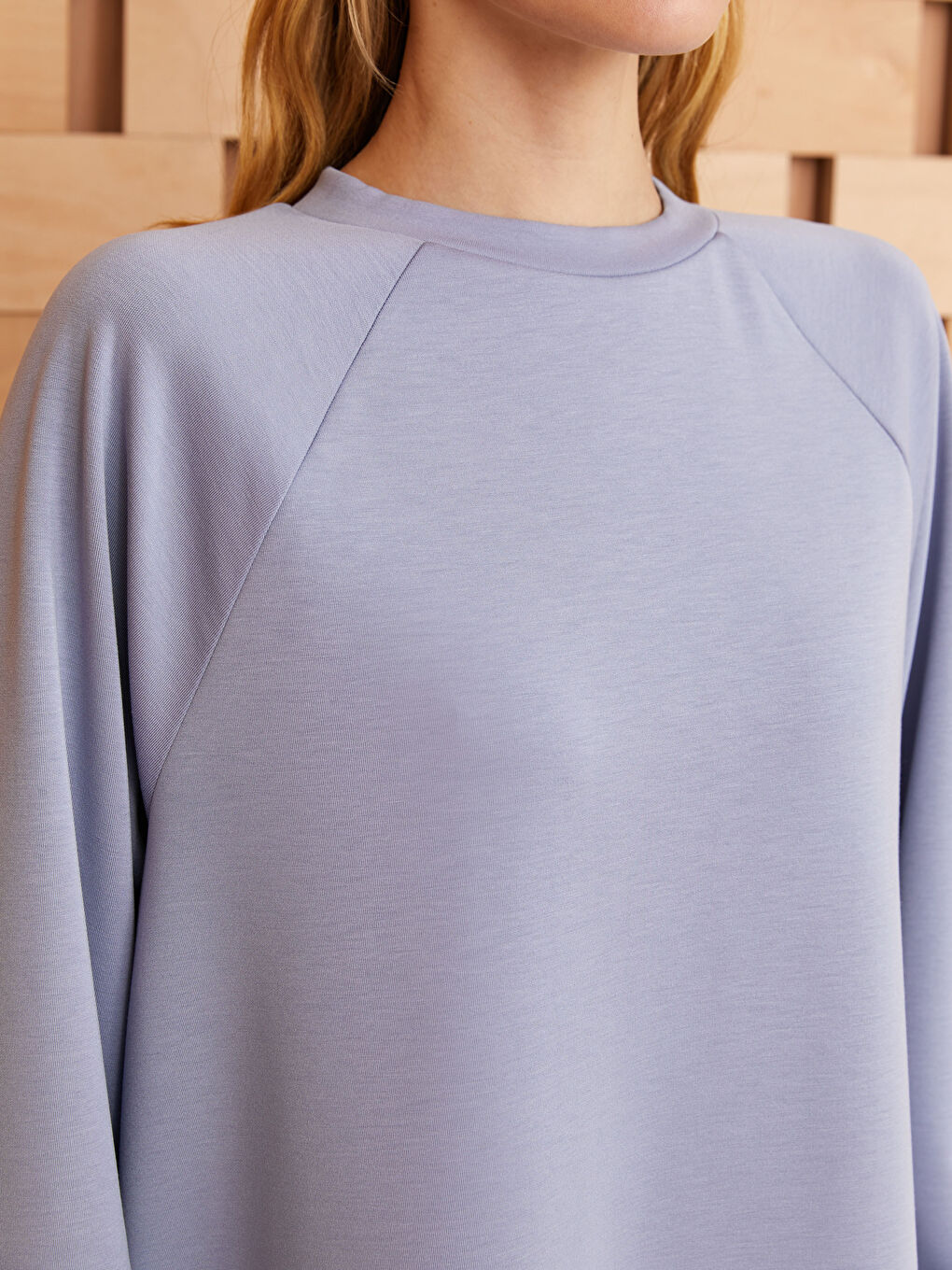 Women's Crew Neck Straight Long Sleeve Tunic -S3GK18Z8-V1N