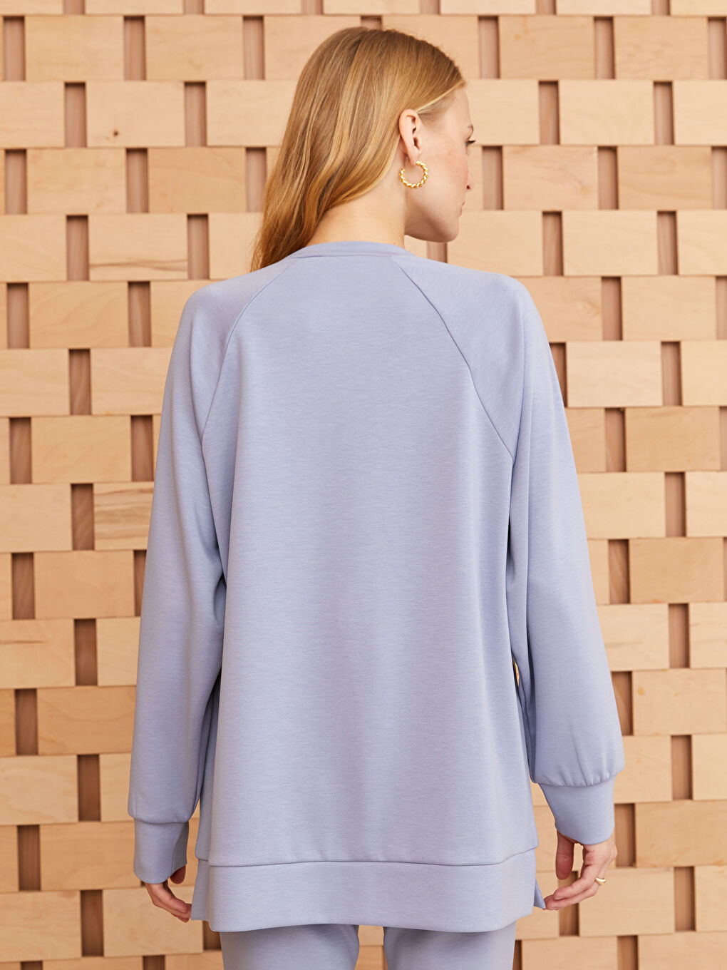 Women's Crew Neck Straight Long Sleeve Tunic -S3GK18Z8-V1N