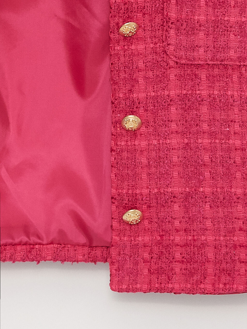 Fuşya Kendinden Desenli Uzun Kollu Kadın Tüvit Blazer Ceket-7