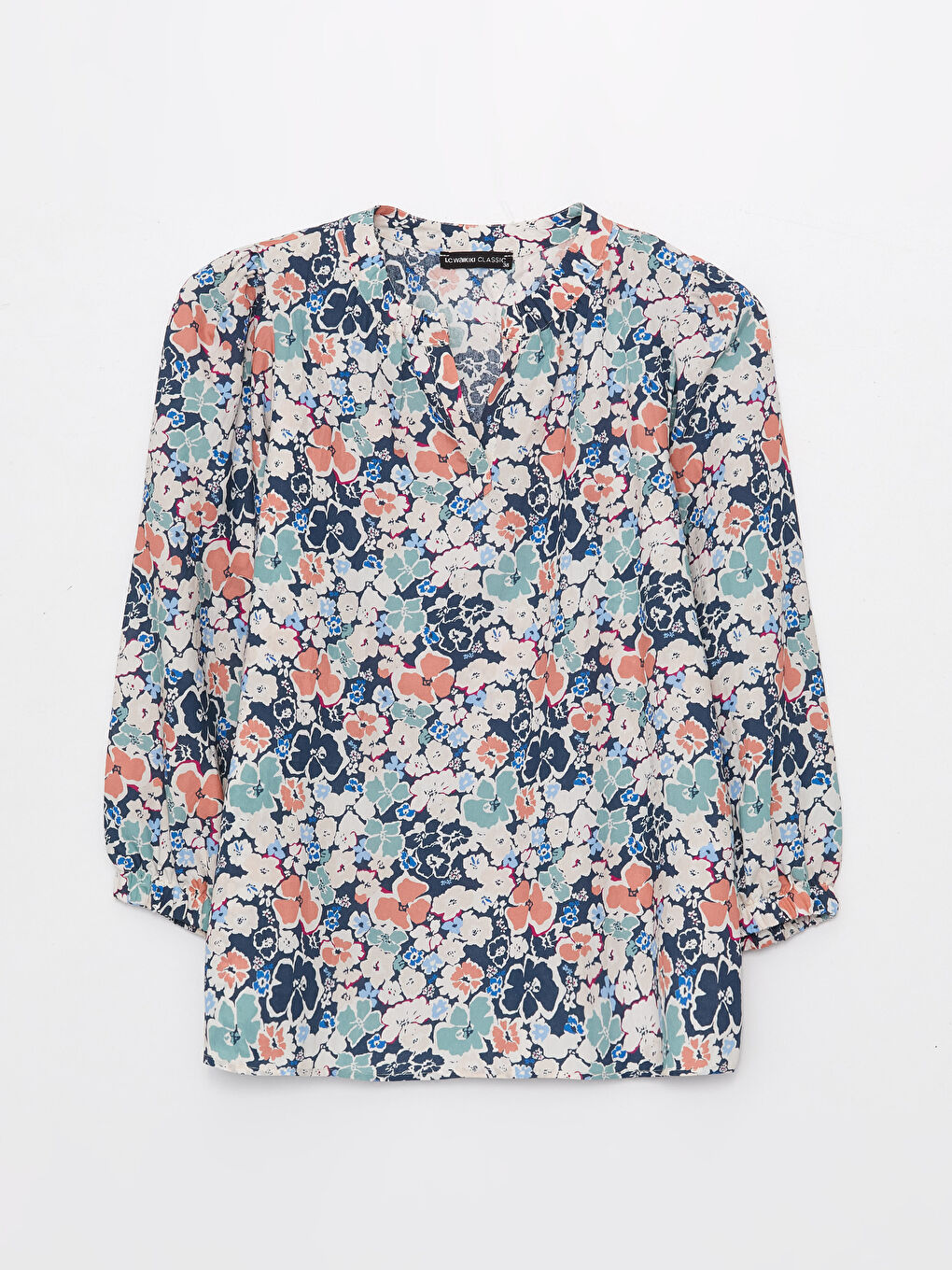 Yeşil Kaçık Yaka Desenli Kadın Bluz-5