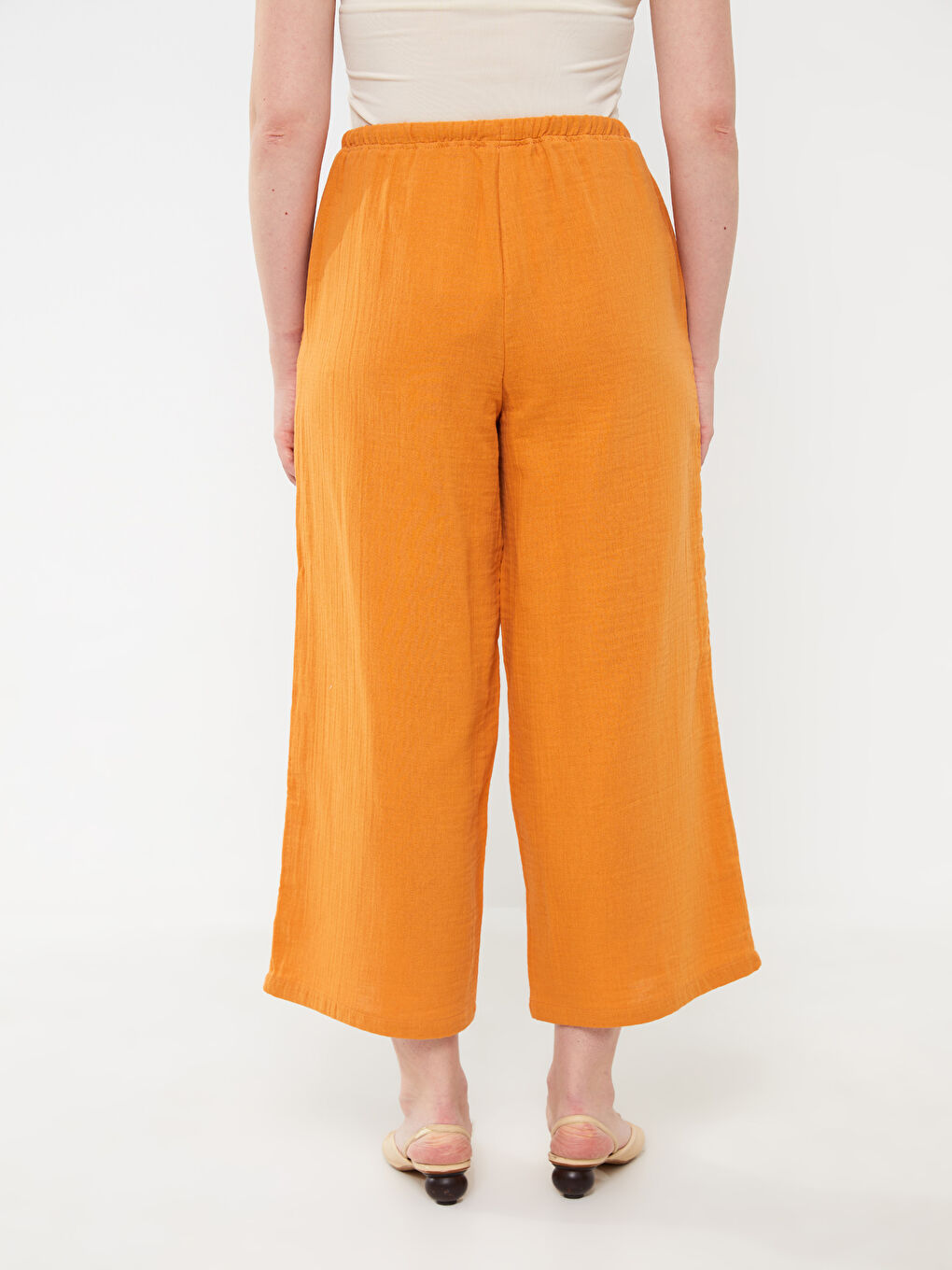 Pantalon pour Femmes en Mousseline à Taille Élastiquée et Coupe Ample-6