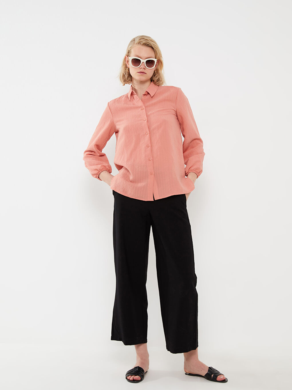 Siyah Beli Lastikli Rahat Kalıp Kadın Pantolon-1