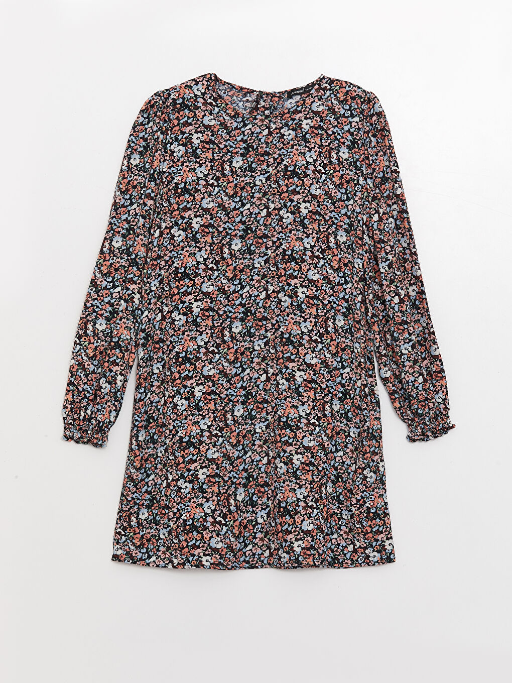 Karışık Bisiklet Yaka Çiçekli Uzun Kollu Kadın Tunik-5