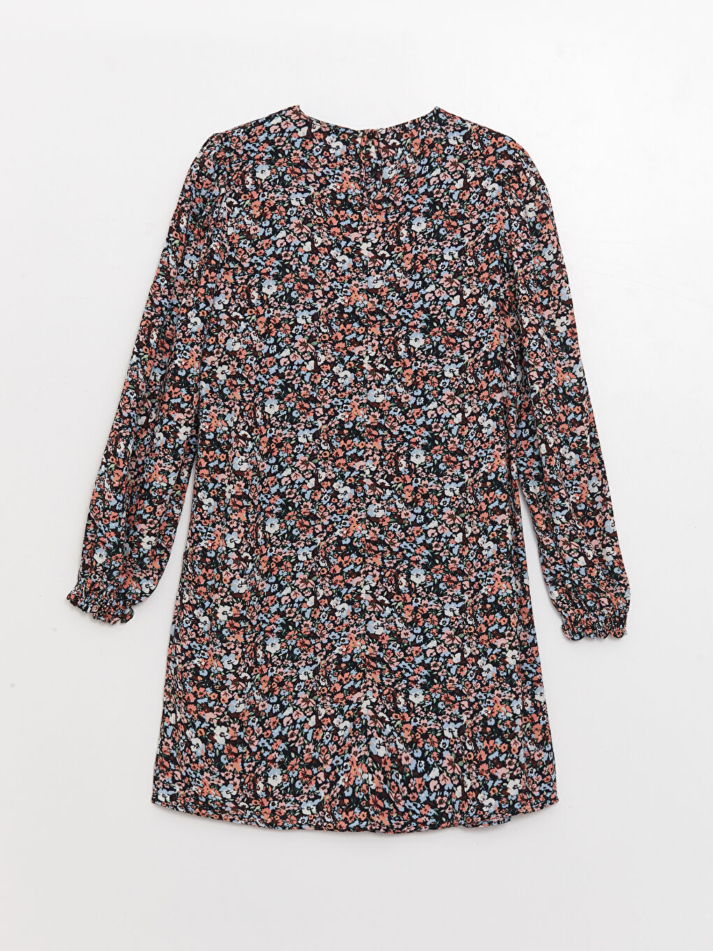 Karışık Bisiklet Yaka Çiçekli Uzun Kollu Kadın Tunik-6