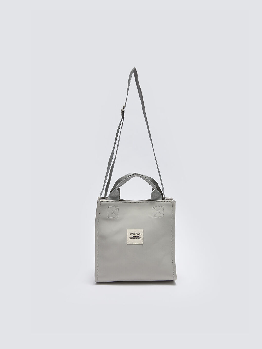 Gri Etiket Detaylı Kadın Kol Çantası-3