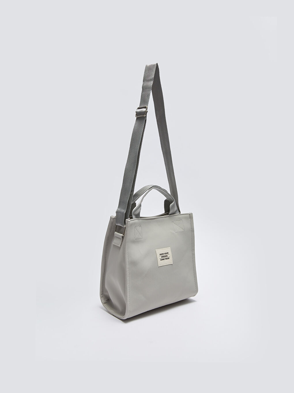 Gri Etiket Detaylı Kadın Kol Çantası-4