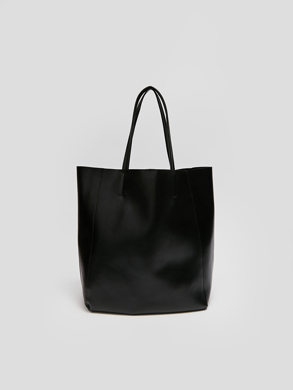 Siyah Deri Görünümlü Kadın Tote Çanta-3