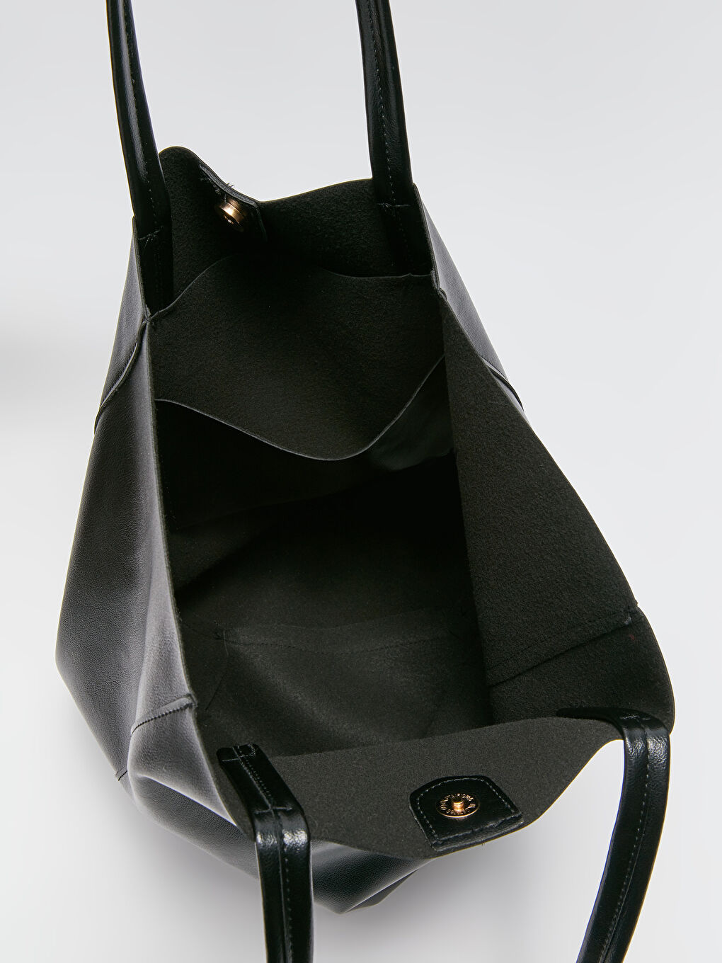 Siyah Deri Görünümlü Kadın Tote Çanta-5