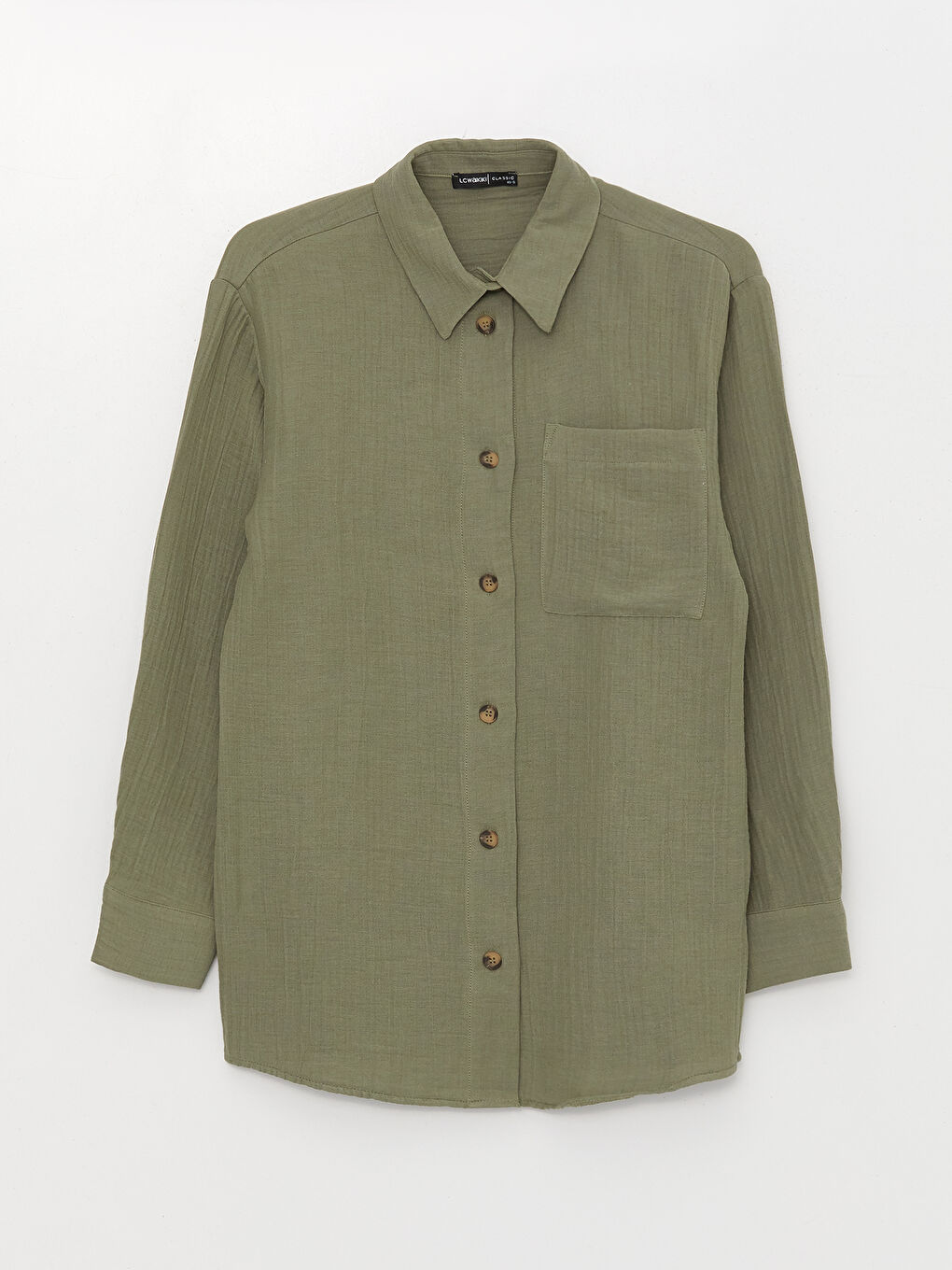 Plain Long Sleeve Oversize Muslin Women's Shirt Tunic-5