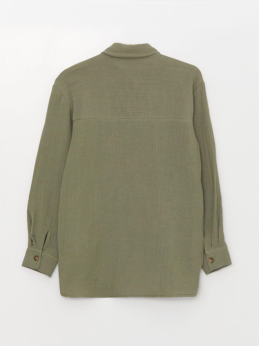 Plain Long Sleeve Oversize Muslin Women's Shirt Tunic-6