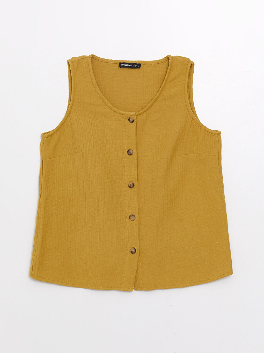 Bluză Femei Dreaptă cu Guler în formă de U din Muselină-5