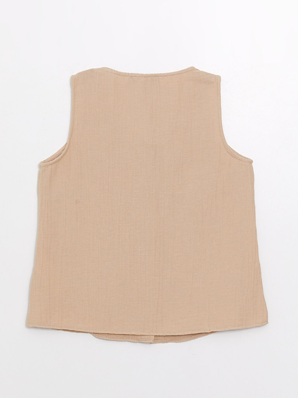 Bej U Yaka Düz Müslin Kadın Bluz-6