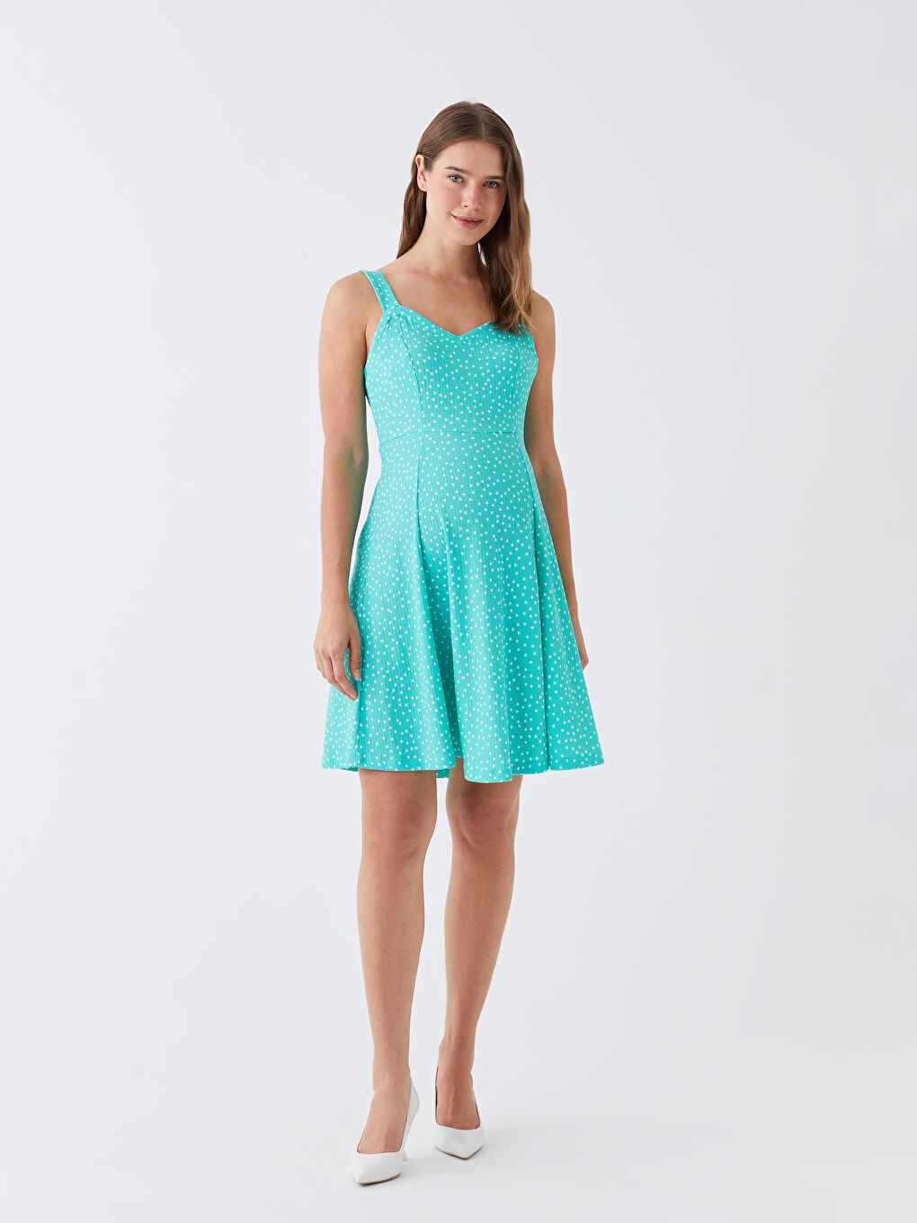Heart Collar Patterned Strap Maternity Dress -S3GK63Z8-LRR