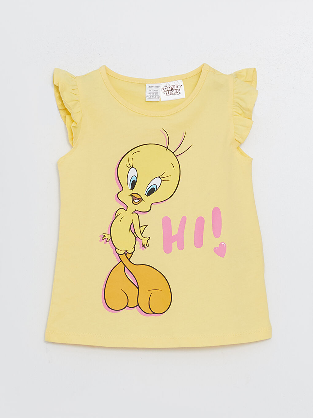 Sarı Bisiklet Yaka Tweety Baskılı Kız Bebek Atlet