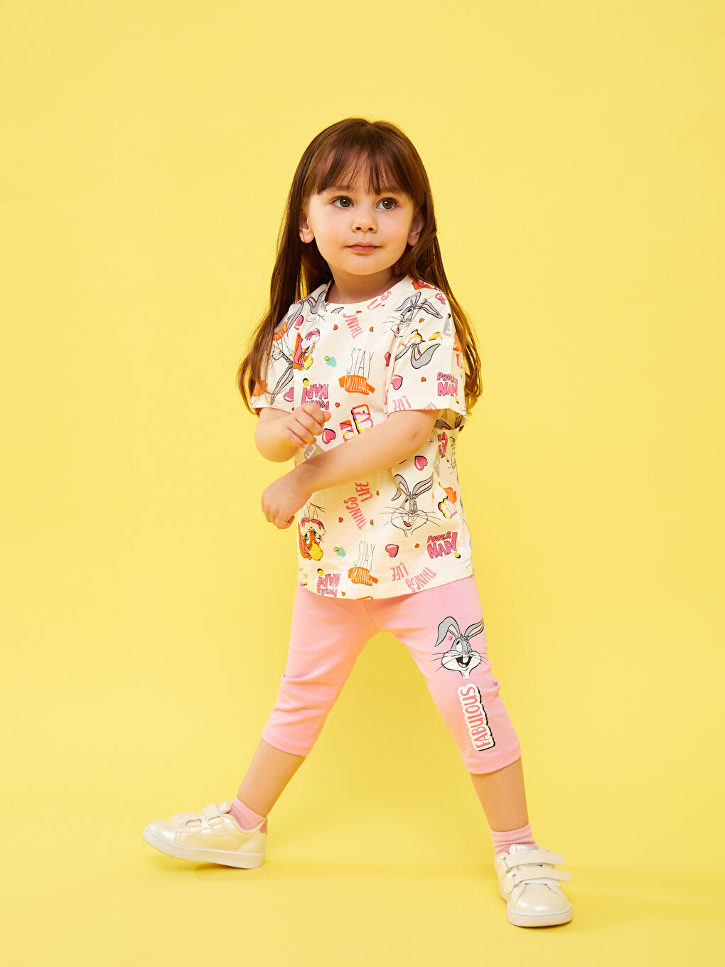 Elastic Waist Bugs Bunny Printed Baby Girls' Leggings -S3GK77Z1-GA5