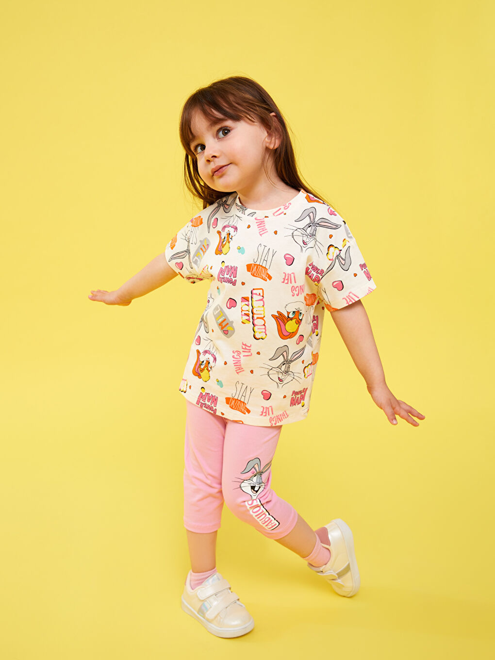 Elastic Waist Bugs Bunny Printed Baby Girls' Leggings -S3GK77Z1-GA5