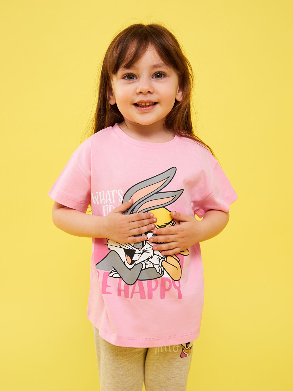 Crew Neck Short Sleeve Looney Tunes Printed Baby Girl T-Shirt and Leggings 2-Pack Set-1