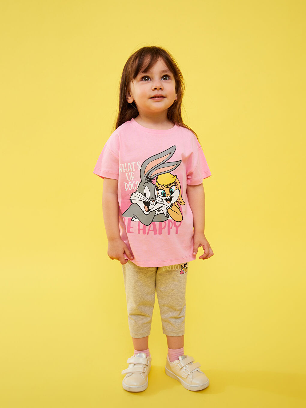 Crew Neck Short Sleeve Looney Tunes Printed Baby Girl T-Shirt and Leggings 2-Pack Set-2