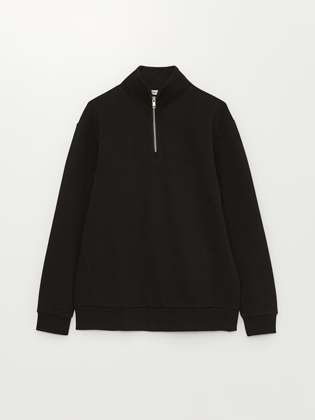 Siyah Dik Yaka Erkek Sweatshirt-4