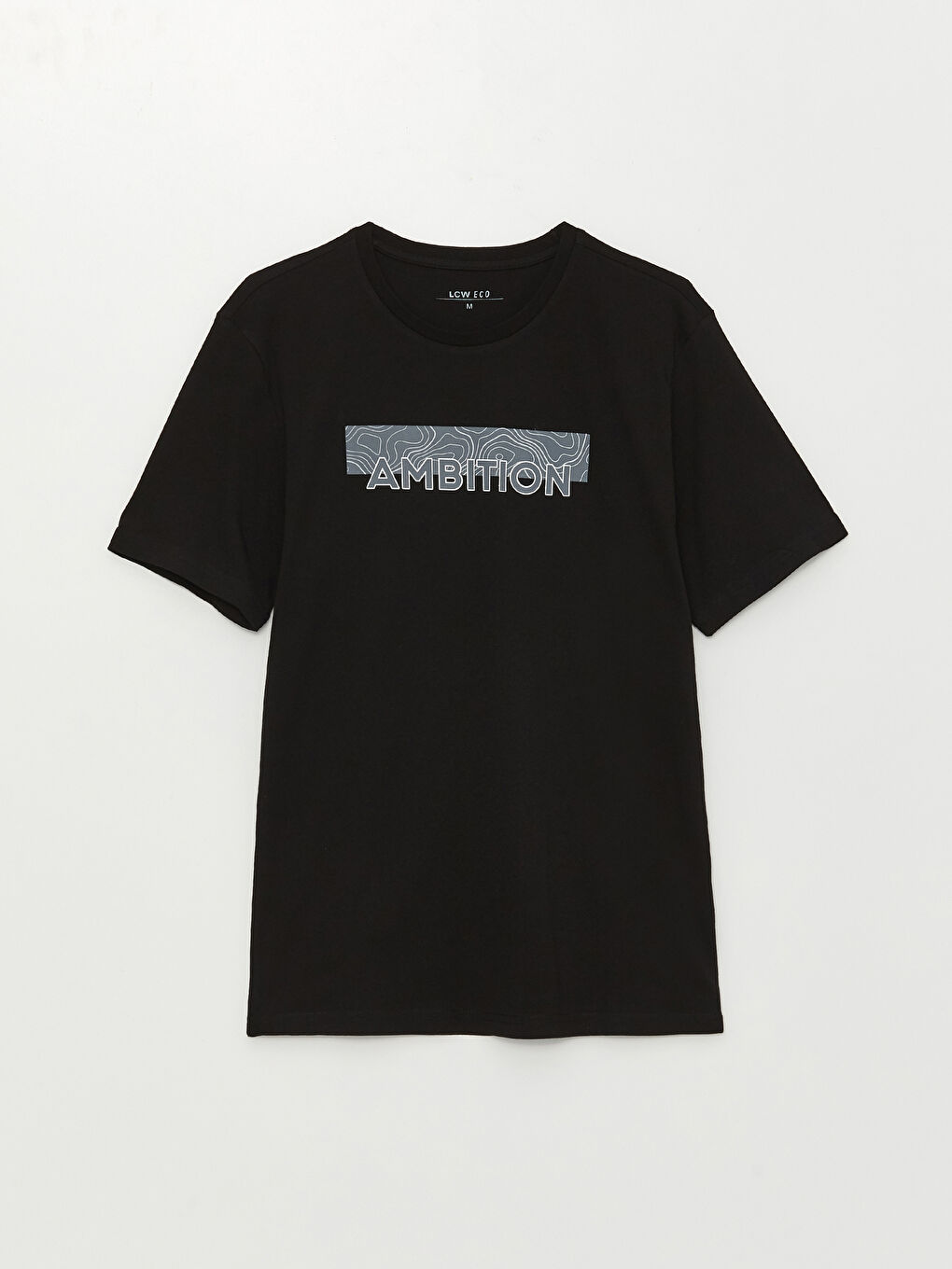 Siyah Bisiklet Yaka Kısa Kollu Baskılı Penye Erkek Tişört-5