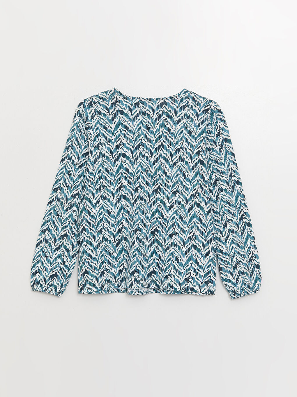 Tie Neck Patterned Long Sleeve Women's Blouse-6